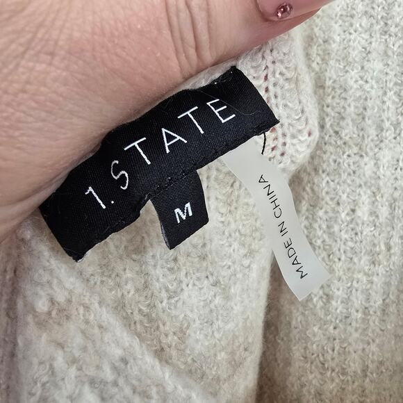 1.State Women's Brushed Knit Mock Turtleneck Open Cut Out Back Sweater Size M - Picture 7 of 14